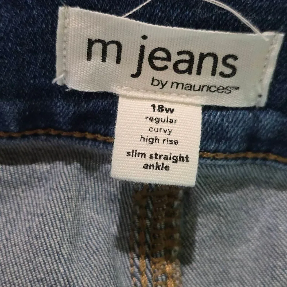 M Jeans by Maurices 18W Curvy High Rise Slim Straight Denim - Picture 5 of 11
